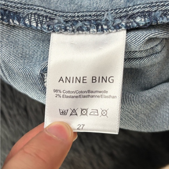 Anine Bing Front Pocket SplitHem Blue Mid Rise Straight Fray Ankle Jeans Size 28 - Picture 11 of 16